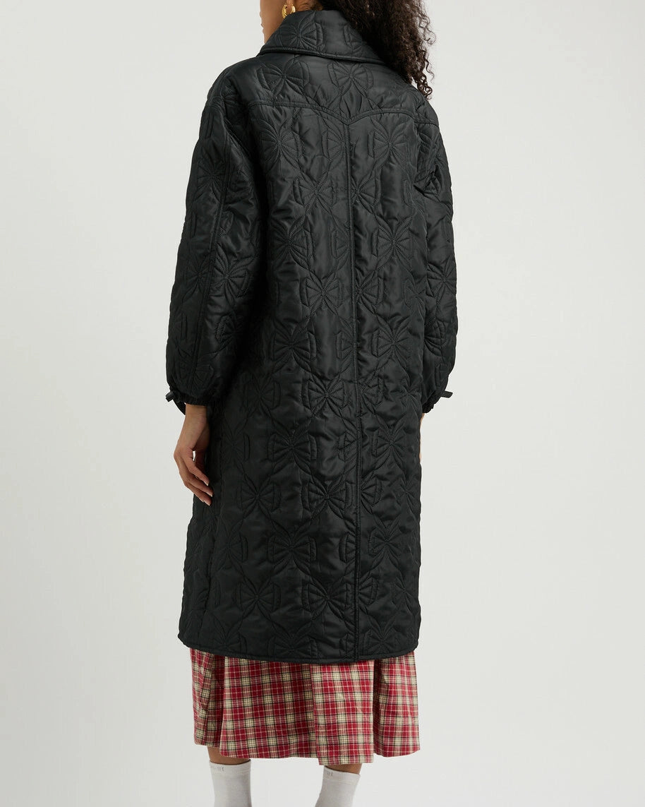 Aubrey Quilted Coat- Black Bows
