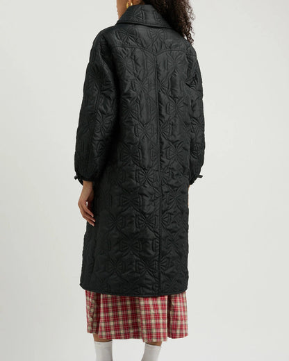 Aubrey Quilted Coat- Black Bows