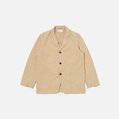 Universal Works Bakers Jacket in Sand Seersucker II