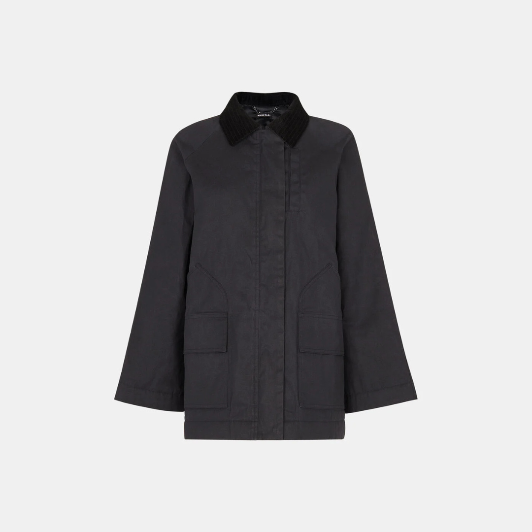 Fern Waxed Barn Jacket Black