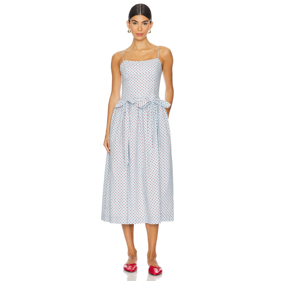 Damson Madder PENELOPE MIDI - BLUE & RED SPOT