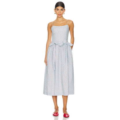 Damson Madder PENELOPE MIDI - BLUE & RED SPOT