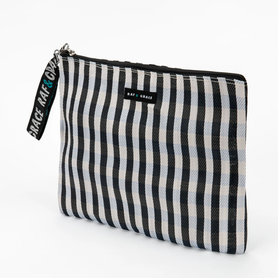 Black/White Stripe Large Pouch