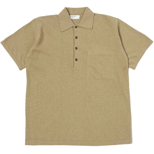 Universal Works Pullover Knit Shirt in Sand Cotton Knit