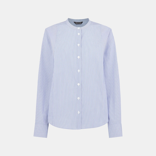 Stripe Grandad Collar Shirt