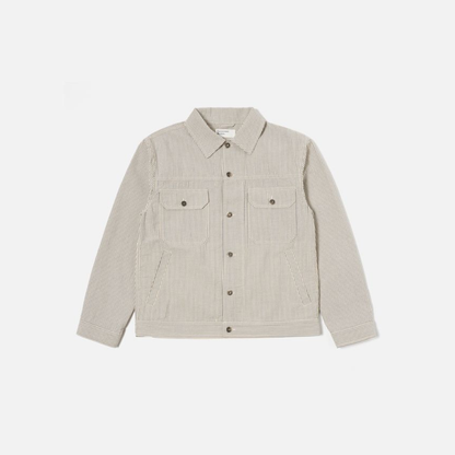 Universal Works Trucker Jacket in Grey Derby Stripe