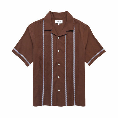 Wax London Didcot SS Pintuck Brown / Blue