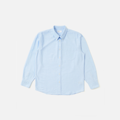 Universal Works Daybrook Shirt in Blue Organic Oxford