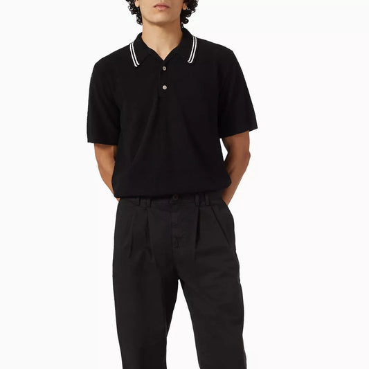 Wax London Albion Polo Boucle in Cotton Black