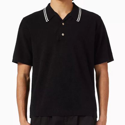 Wax London Albion Polo Boucle in Cotton Black