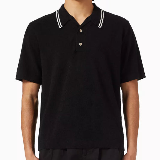 Wax London Albion Polo Boucle in Cotton Black