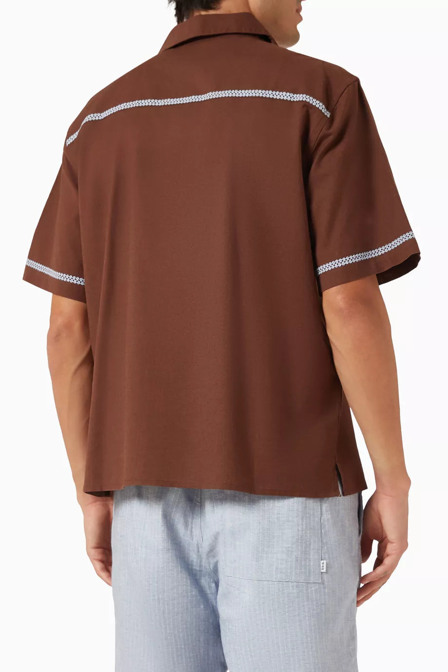 Wax London Didcot SS Pintuck Brown / Blue