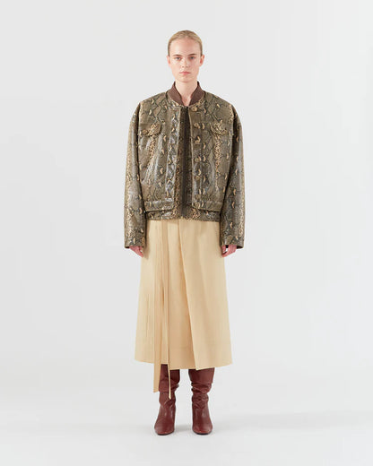 Rejina Pyo Wells Jacket Faux Leather Snake Beige