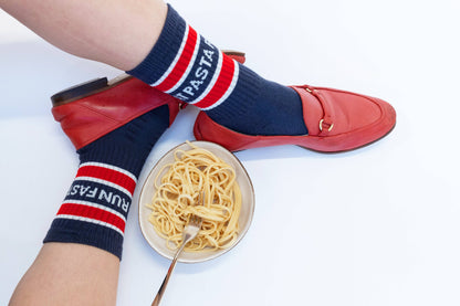 'Eat Pasta Run Fasta' Socks - Navy