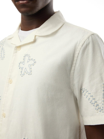 Didcot Ecru Floral Embroidered Shirt