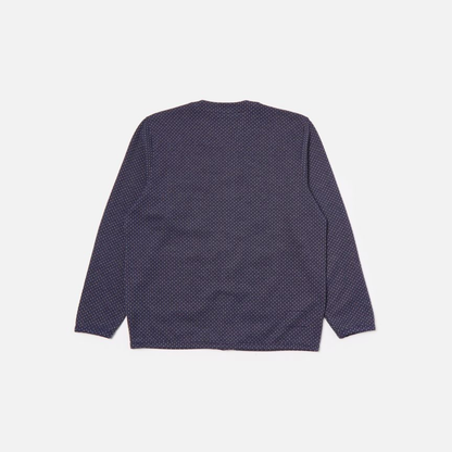 Universal Works Cardigan in Navy Argyll Jersey