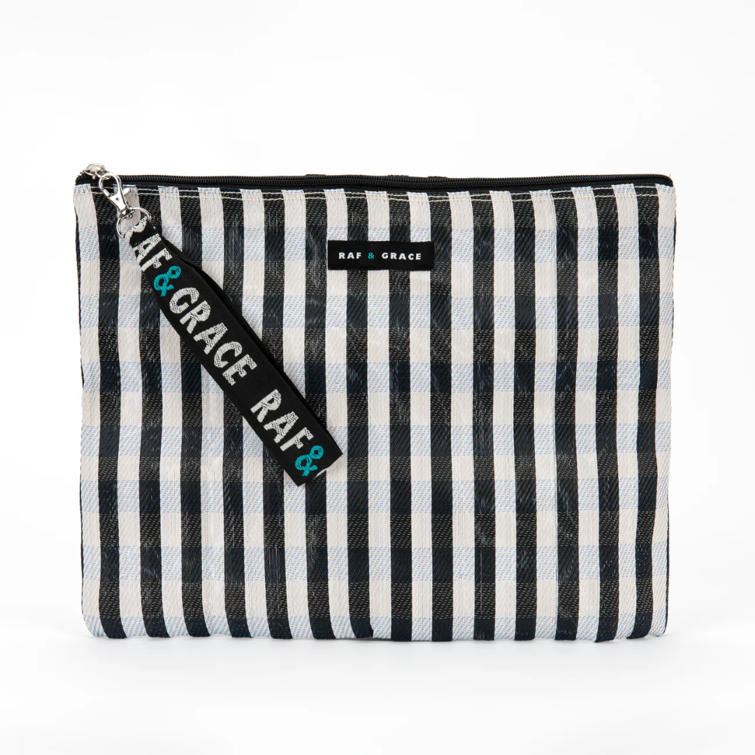 Black/White Stripe Large Pouch