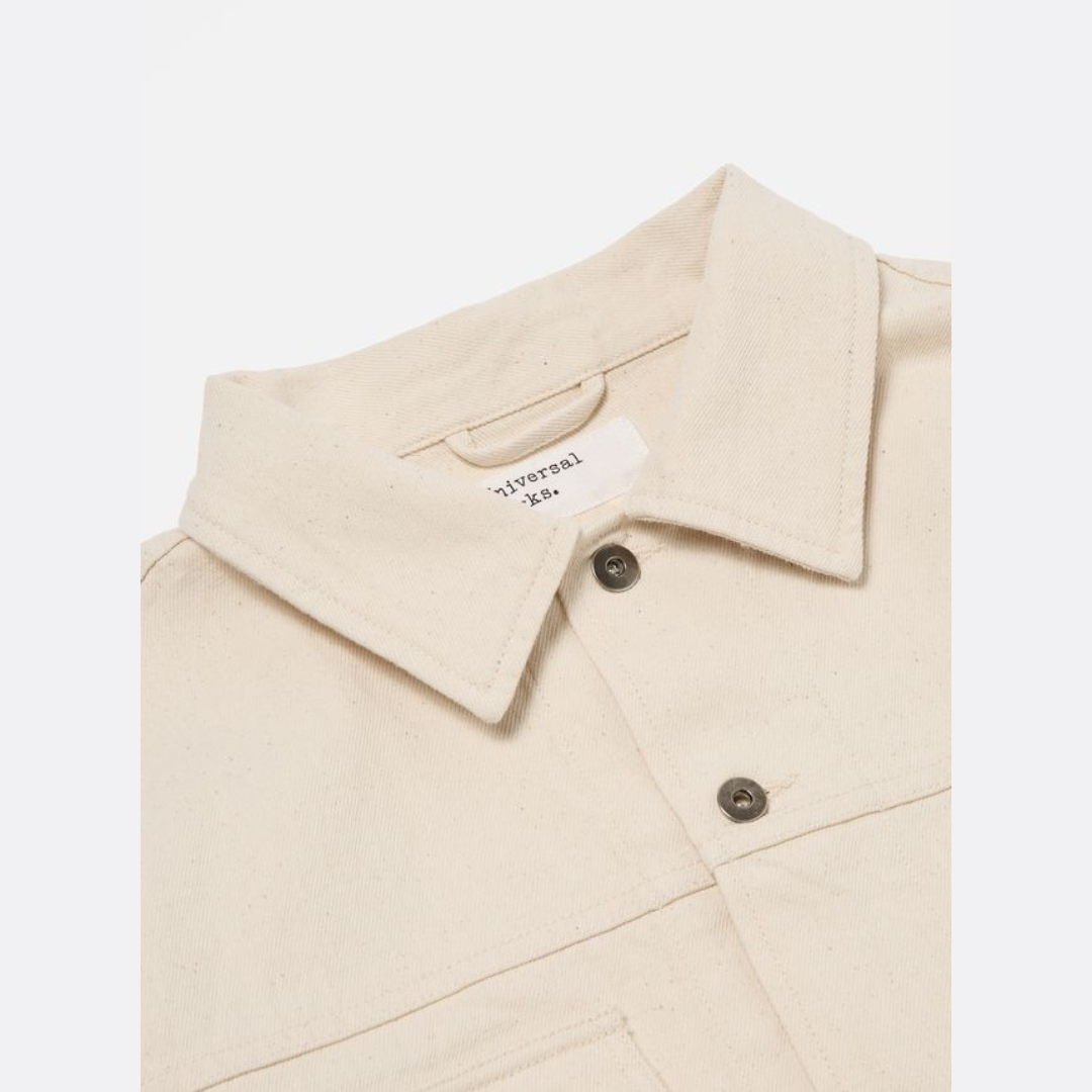 Universal Works Trucker Jacket in Ecru Recycled Cotton