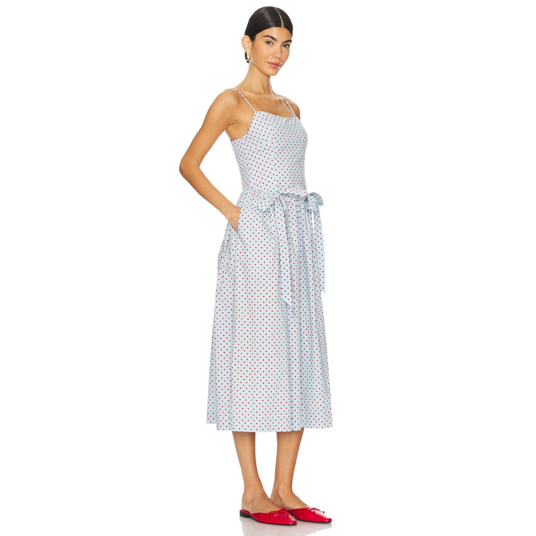 Damson Madder PENELOPE MIDI - BLUE & RED SPOT