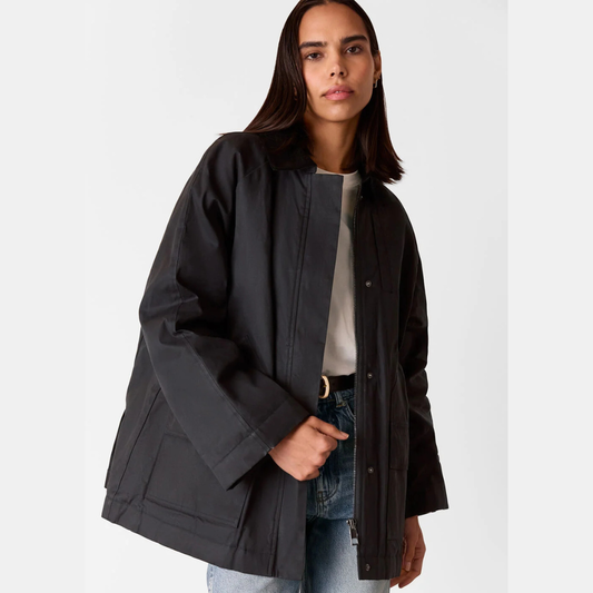 Whistles Fern Waxed Barn Jacket Black