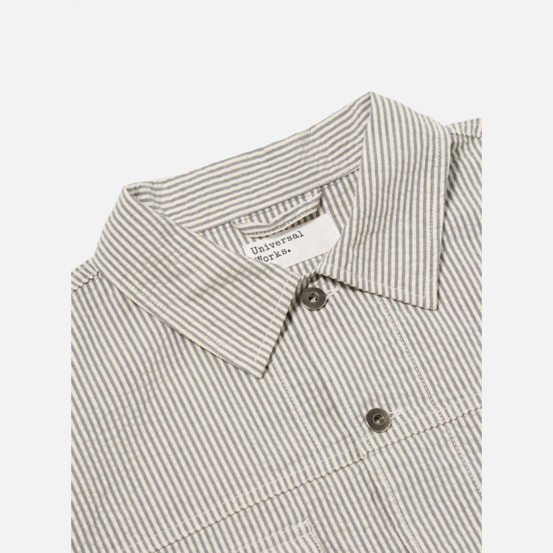 Universal Works Trucker Jacket in Grey Derby Stripe
