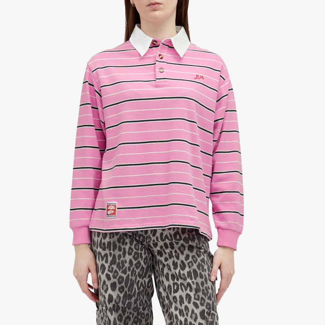 Damson Madder REMIE RUGBY SHIRT in PINK STRIPE