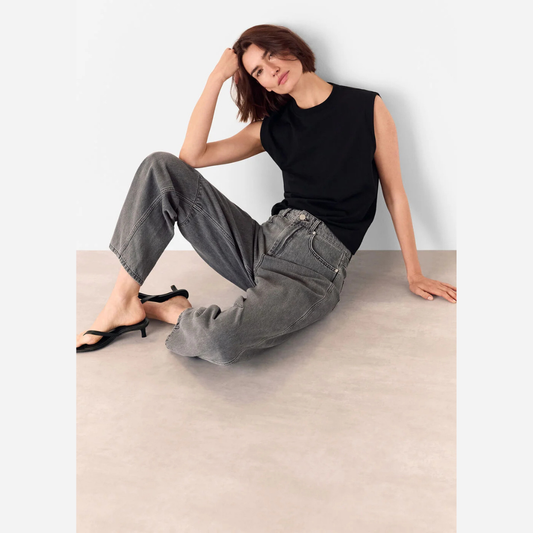 Whistles Grey Horseshoe Barrel Leg Jean