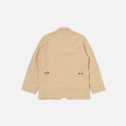 Universal Works Bakers Jacket in Sand Seersucker II