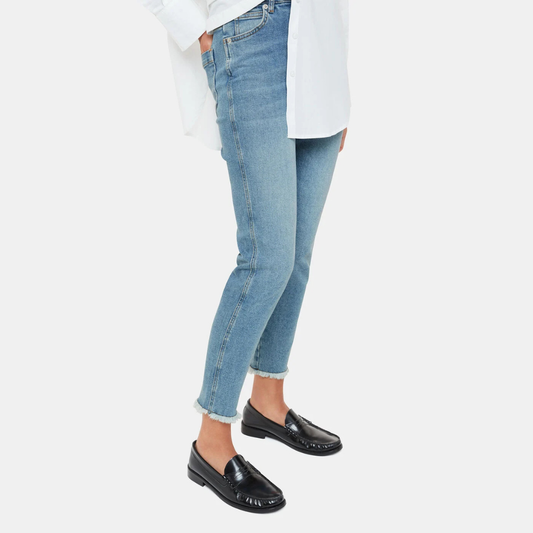 Whistles Blue Stretch Slim Frayed Jean