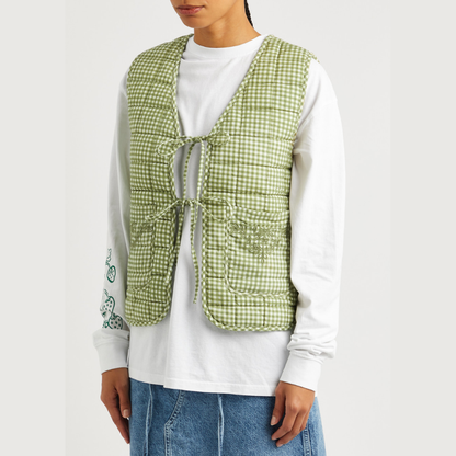 Damson Madder ARTE TIE GILET in GREEN GINGHAM