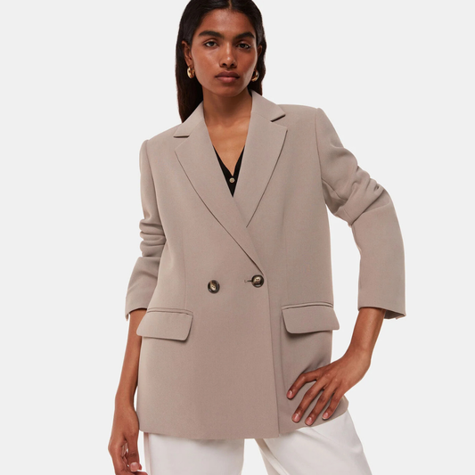 Whistles Beige Nina Double Breasted Blazer