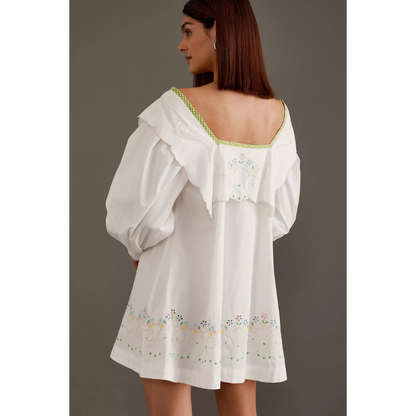 Damson Madder MALA MINI DRESS in ECRU EMBROIDERY