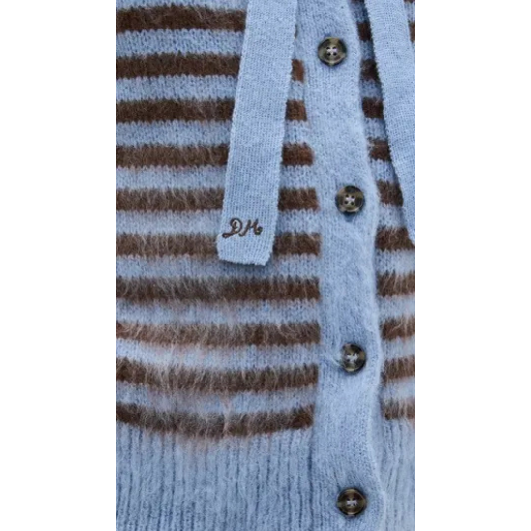 RUTHIE BONNET CARDI- BLUE/BROWN STRIPE