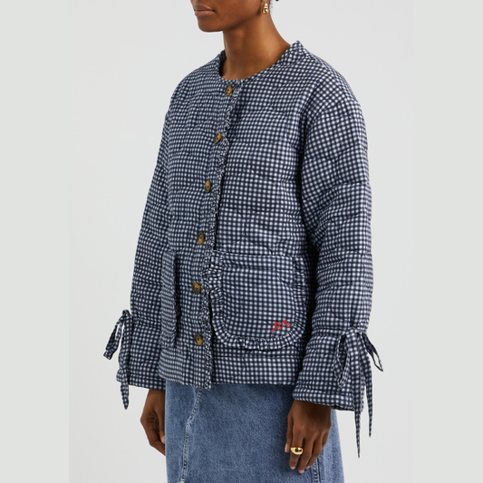 Damson Madder DALTON QUILTED JACKET in MIXED BLUE