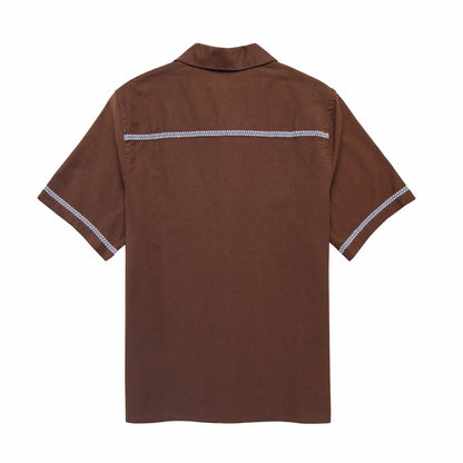 Wax London Didcot SS Pintuck Brown / Blue