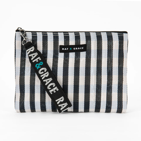 Raf & Grace Black/White Stripe Small Pouch