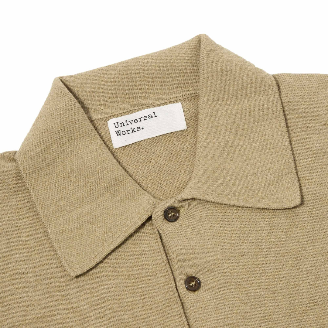 Universal Works Pullover Knit Shirt in Sand Cotton Knit