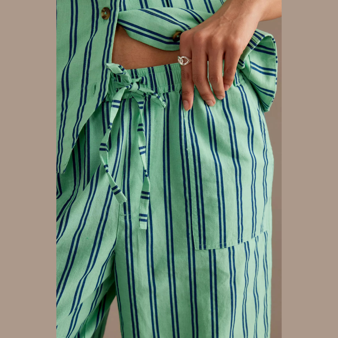 Damson Madder SYDNEY COASTAL CARGO PANTS in MINT STRIPE