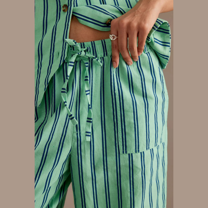 Damson Madder SYDNEY COASTAL CARGO PANTS in MINT STRIPE