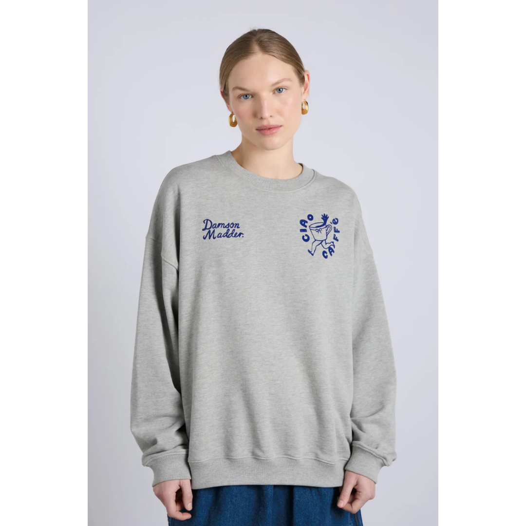 Damson Madder CIAO CAFE SWEARSHIRT in GREY MARL