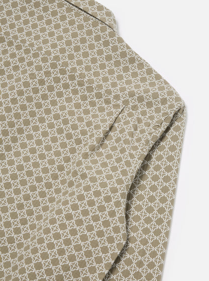 Universal Works Square Pocket Shirt in Sand/White Rhodes Cotton - M