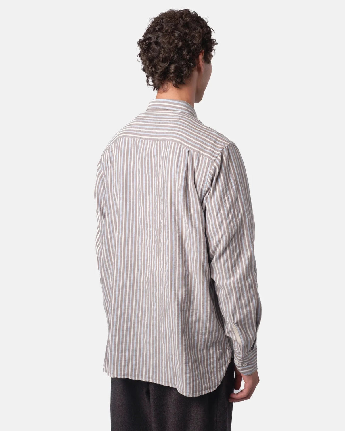 Universal Works Station Shirt Madison Check/Stripe Brown