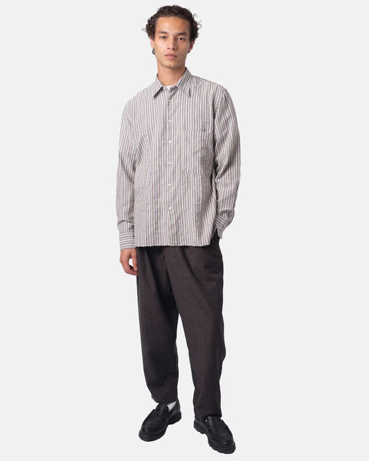 Universal Works Station Shirt Madison Check/Stripe Brown