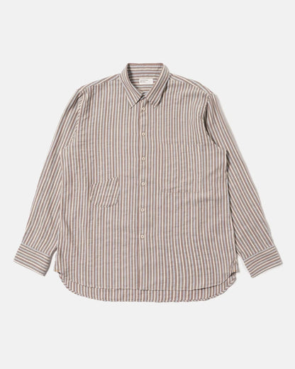 Universal Works Station Shirt Madison Check/Stripe Brown