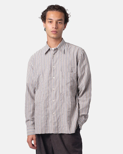 Universal Works Station Shirt Madison Check/Stripe Brown