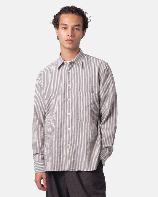 Universal Works Station Shirt Madison Check/Stripe Brown