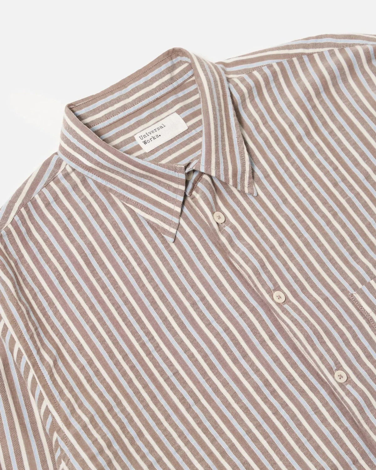 Universal Works Station Shirt Madison Check/Stripe Brown