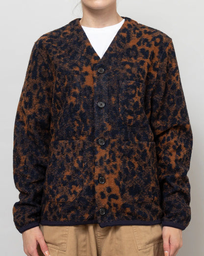 Universal Works Cardigan Night Leopard Dark Navy/Brown