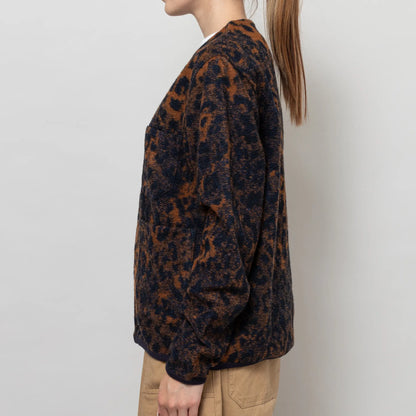 Universal Works Cardigan Night Leopard Dark Navy/Brown