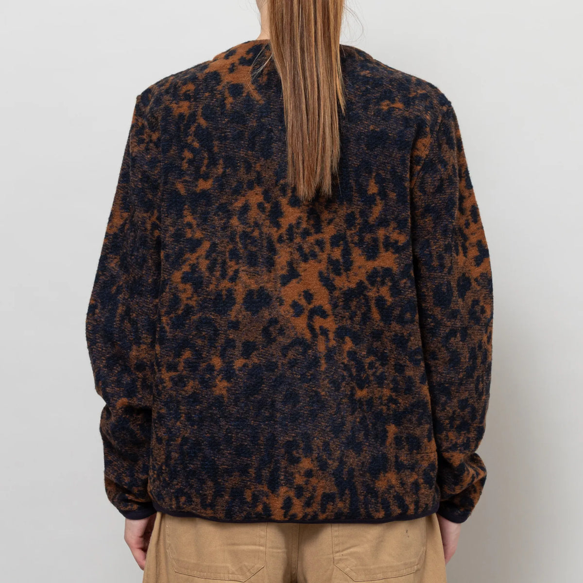 Universal Works Cardigan Night Leopard Dark Navy/Brown